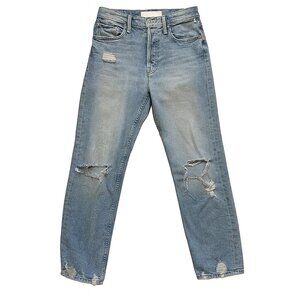 MOTHER The Tomcat Blue Distressed Ankle Jeans